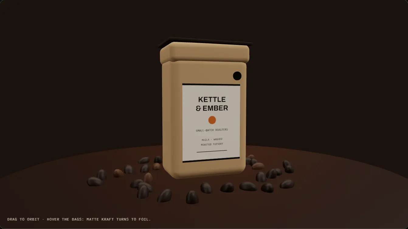3D scene for Kettle & Ember Roasters